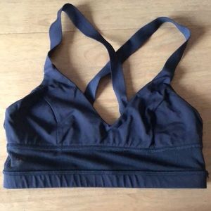 Lululemon athletica, low impact bra, black with mesh, size 4